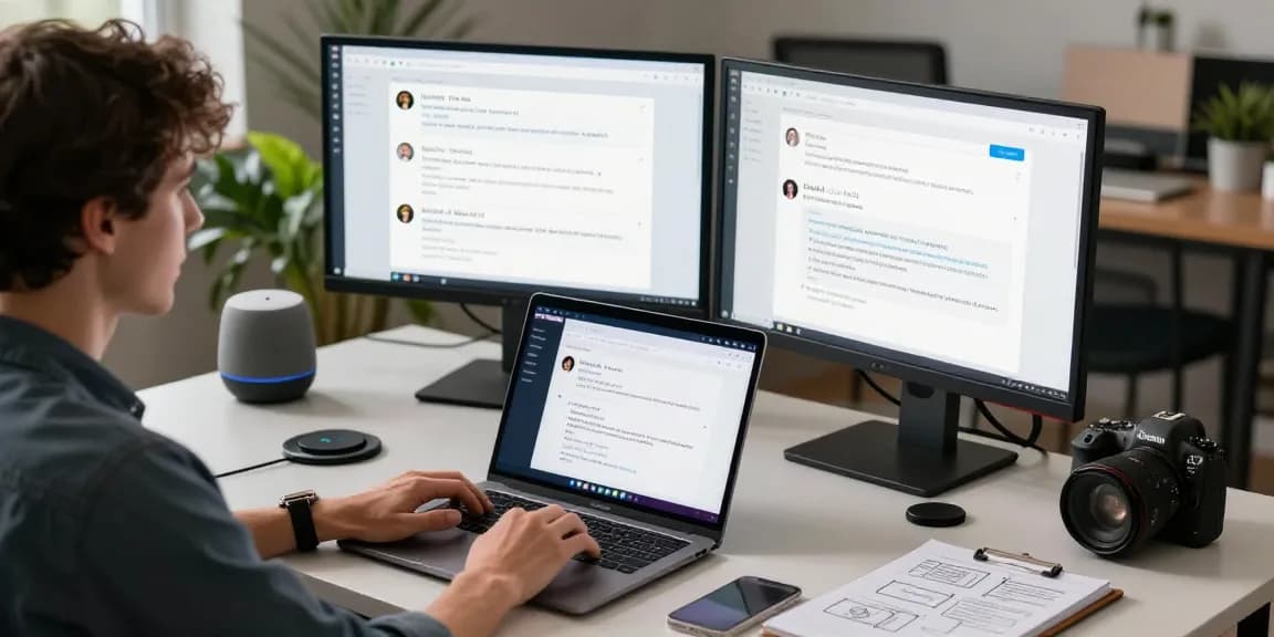 Engaging with Kobold AI in a modern workspace showcasing tech interaction and advanced chatbot features.