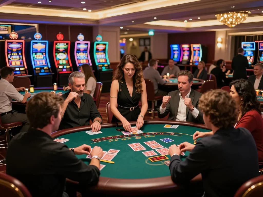 Migliori casino online europei with players engaged in card games and vibrant casino atmosphere