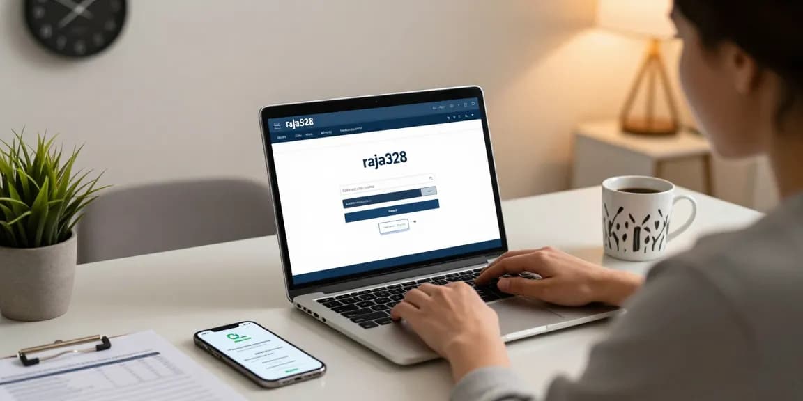 Secure and user-friendly login raja328 experience at a modern workspace with laptop and smartphone.