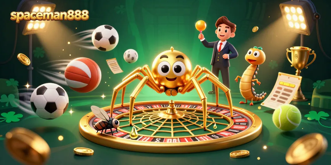 Experience the thrill of betting with spaceman888 in this vibrant casino-themed illustration.