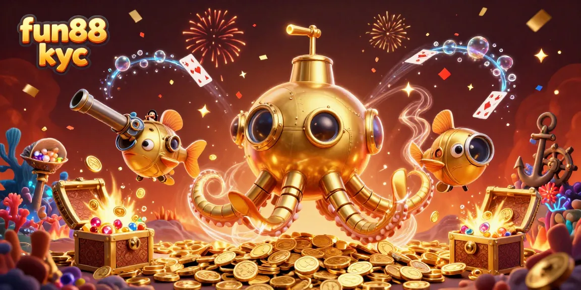 Chơi thú vị tại fun88 kyc với khung cảnh đầy vàng và sinh vật biển huyền bí.