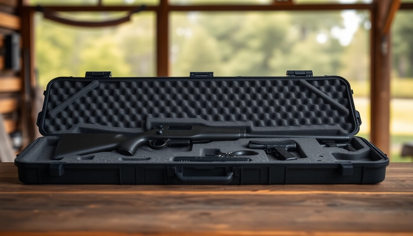 Foam for rifle case displayed on a wooden table showcasing its precision cuts and design.