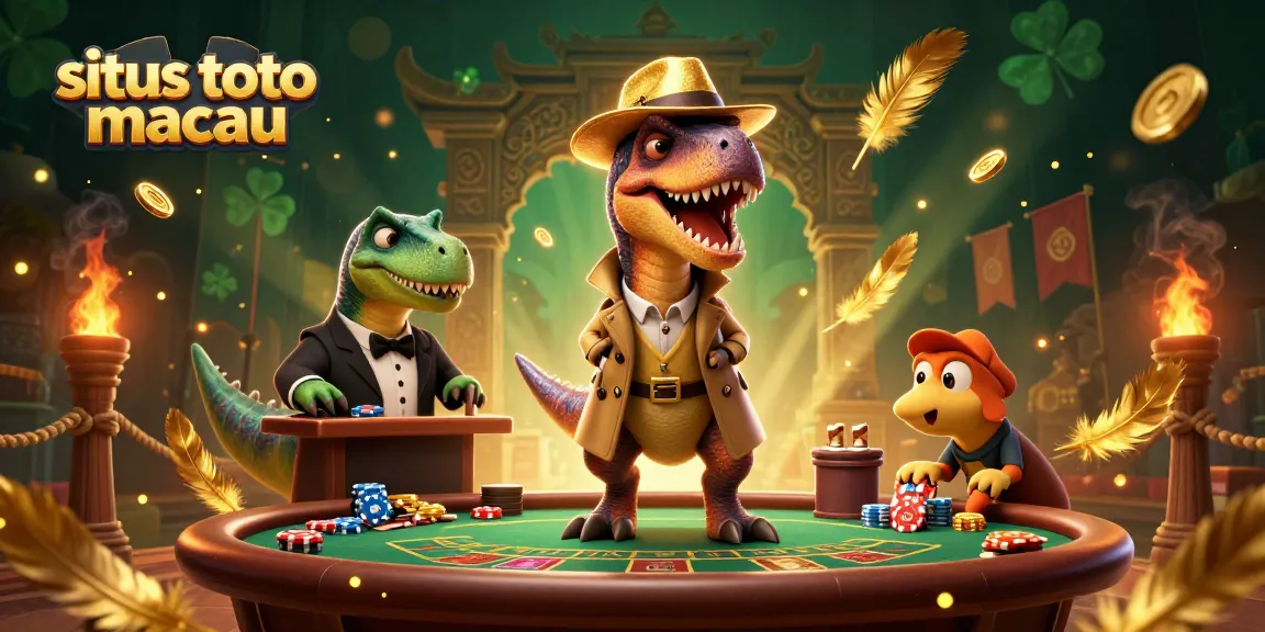 Mengakses situs toto macau dengan ilusi 3D dari velociraptor, pit boss, dan pencopet di meja blackjack.