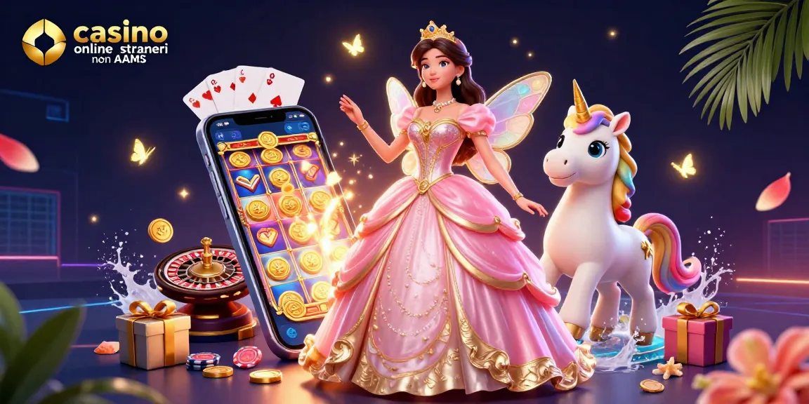 Vinci alla grande con casino online stranieri non AAMS, una scena magica in 3D con elementi di gioco vibranti.