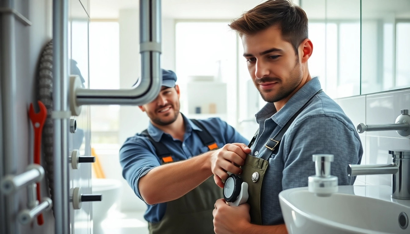 Techniker von sonni sanitär GmbH bei der Installation hochwertiger Badarmaturen