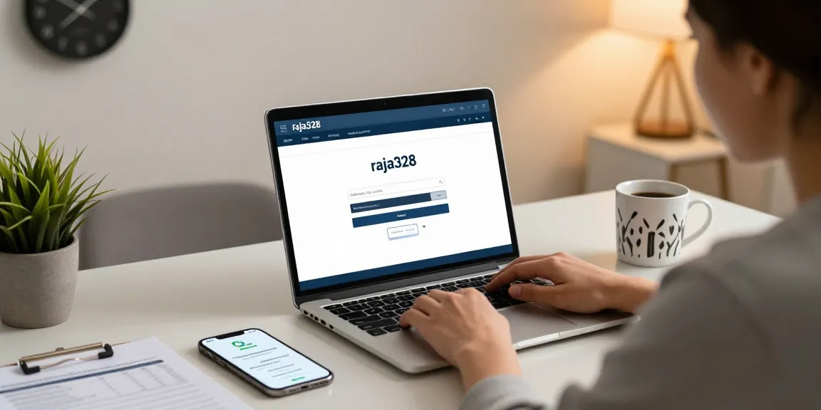 Secure and user-friendly login raja328 experience at a modern workspace with laptop and smartphone.
