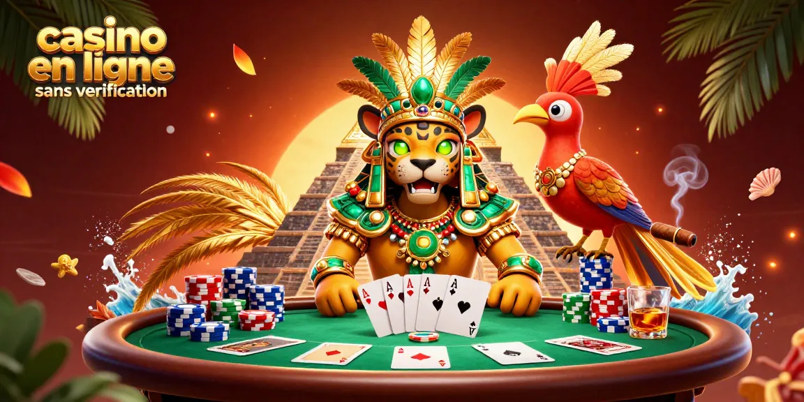 Jouez dans un casino en ligne sans vérification avec un prêtre jaguar et un quetzal dans une scène dynamique.