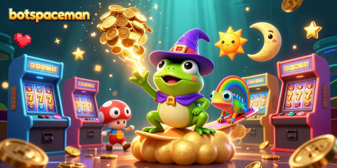 Engage with bot spaceman for thrilling casino wins amidst vibrant arcade gold and dynamic characters.
