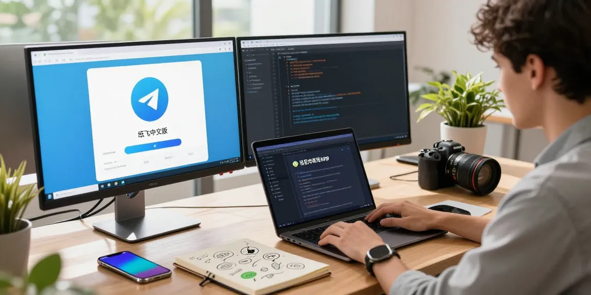 Young professional developing the 纸飞机中文版 app in a modern tech workspace