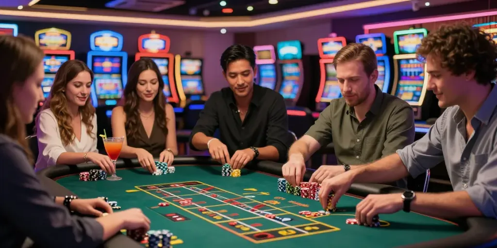 Parsbet ile canlı casino oynayan oyuncular ve masa üstü oyun araçları.