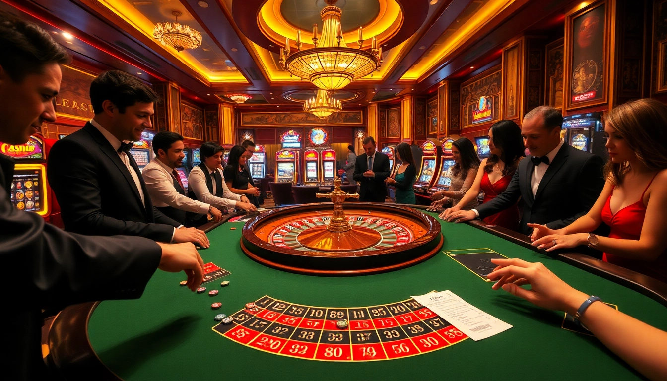 Vivez l'excitation au casino en ligne argent réel avec une roulette de luxe et des joueurs impatients.