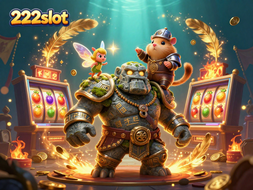 Temukan kesenangan taruhan di 222slot, dengan simbol buah dan jackpot mengkilap pada mesin slot.