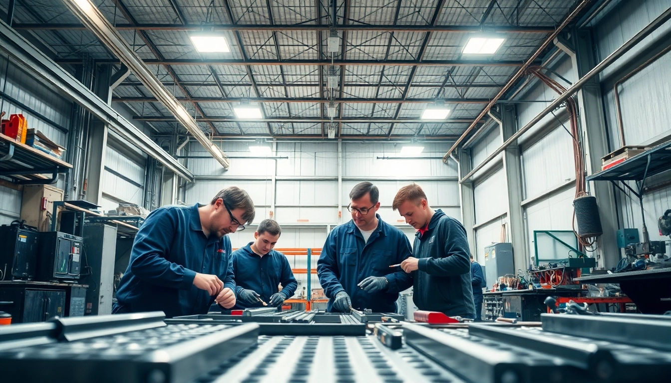Students engaged in hands-on sheet metal training workshop with instructors providing guidance.