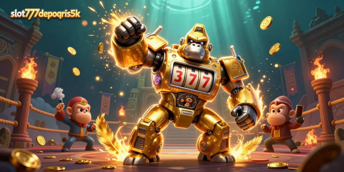 Experience the thrill of slot777depoqris5k with an explosive gorilla mech and dynamic slot symbols.