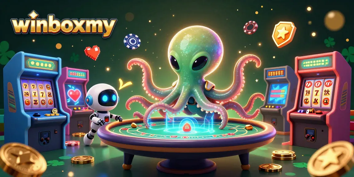 Play thrilling games at winboxmy featuring an alien octopus dealer transforming casino excitement with holographic poker.