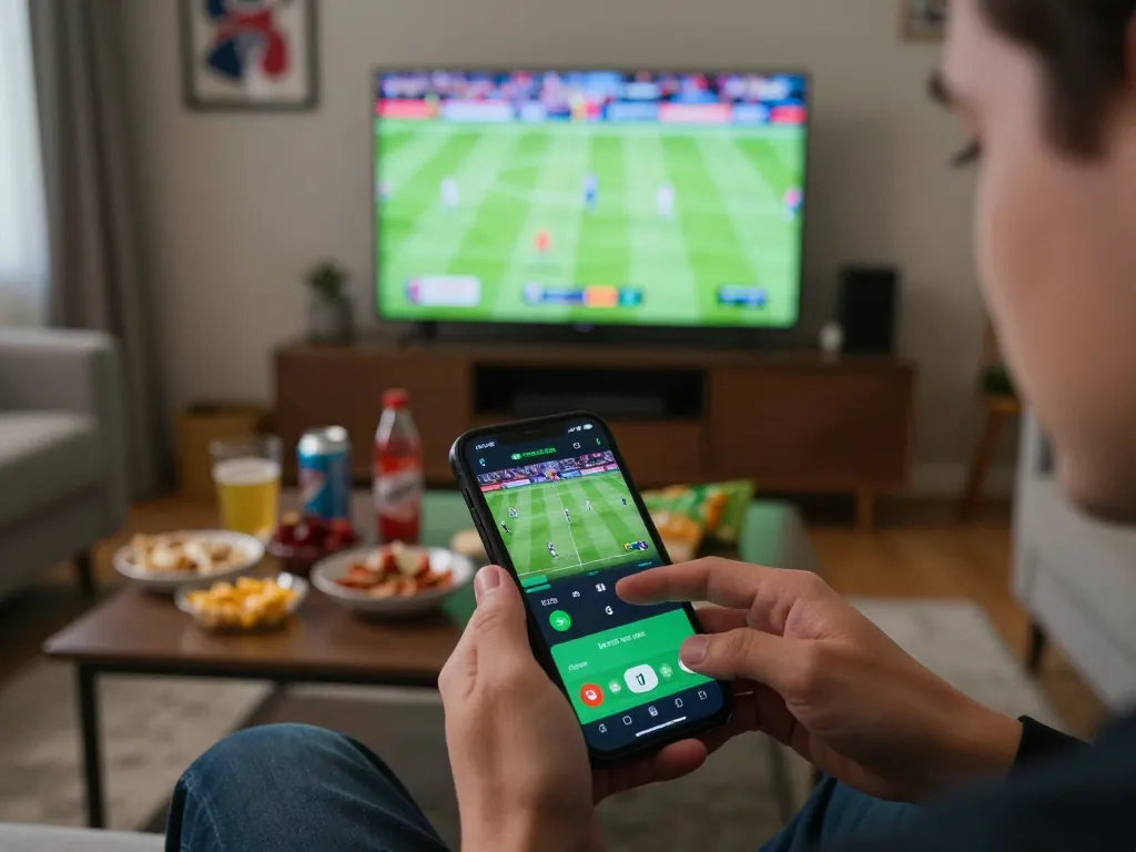 Cakhia sports betting experience in a cozy living room with a smartphone app.
