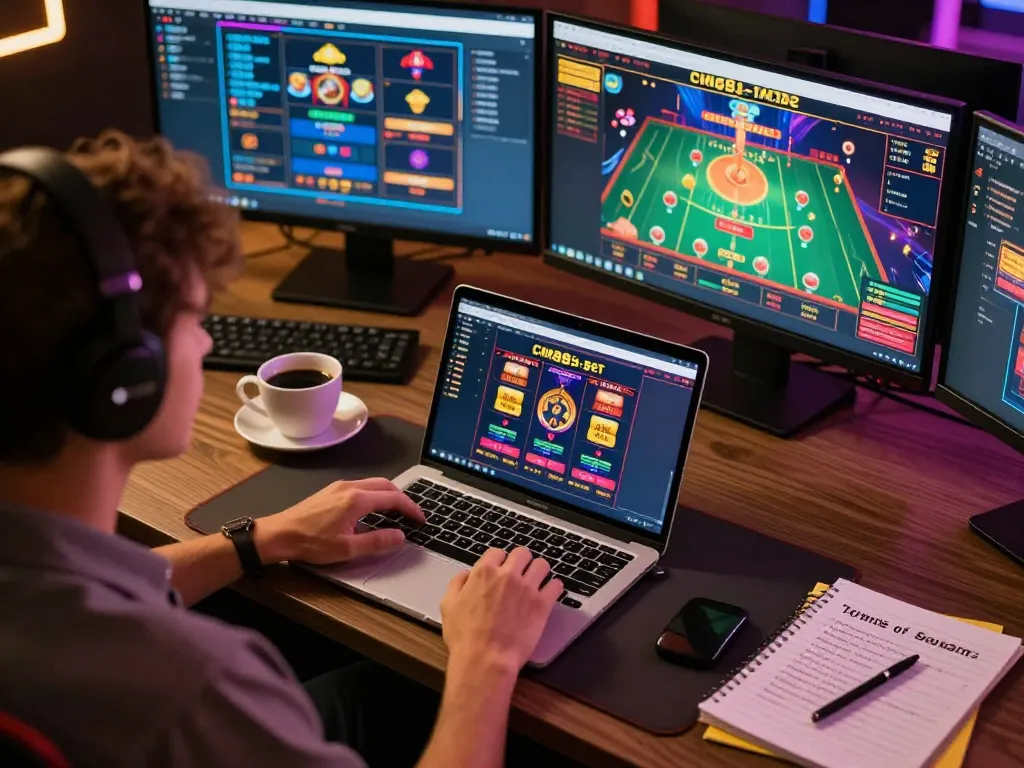 Person strategizing at home while betting on cm88-bet online casino, showcasing an engaging atmosphere