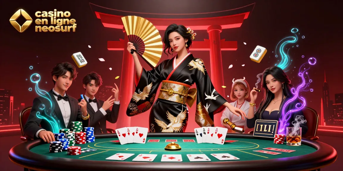 Vivez l'excitation des jeux en ligne au casino en ligne neosurf avec une illustration 3D vibrante.