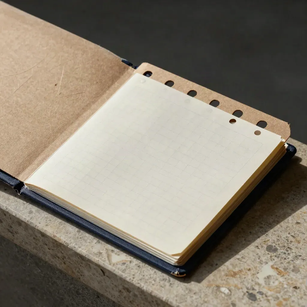 Close macro of a rugged paper checklist folder with staggered tabs and a folded sheet.