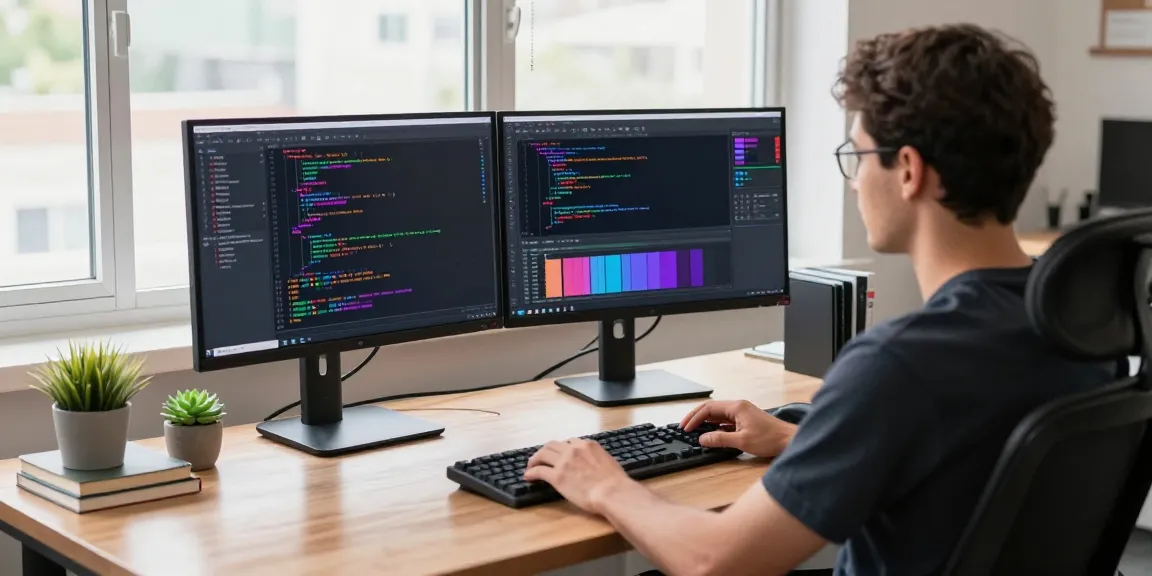 Developer using Snipaste for coding efficiency in a bright office environment.