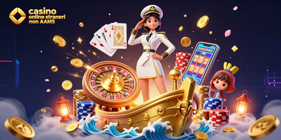 Monete che cadono e elementi di poker illustrano l'emozione del gioco nei casino online stranieri non AAMS.