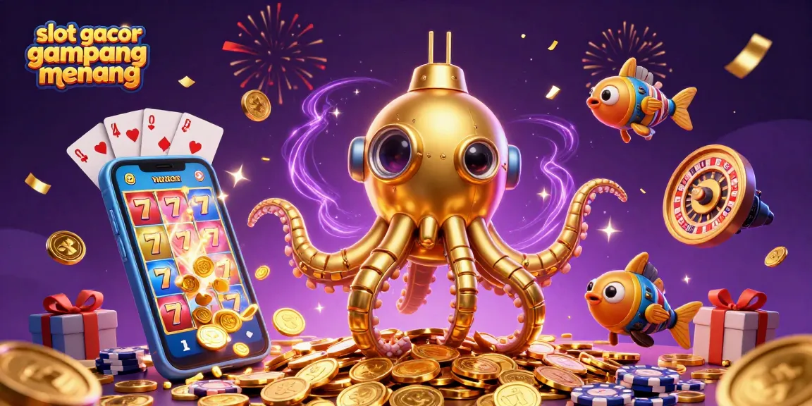 Spin and win with slot gacor gampang menang in this vibrant 3D casino illustration featuring captivating game elements.