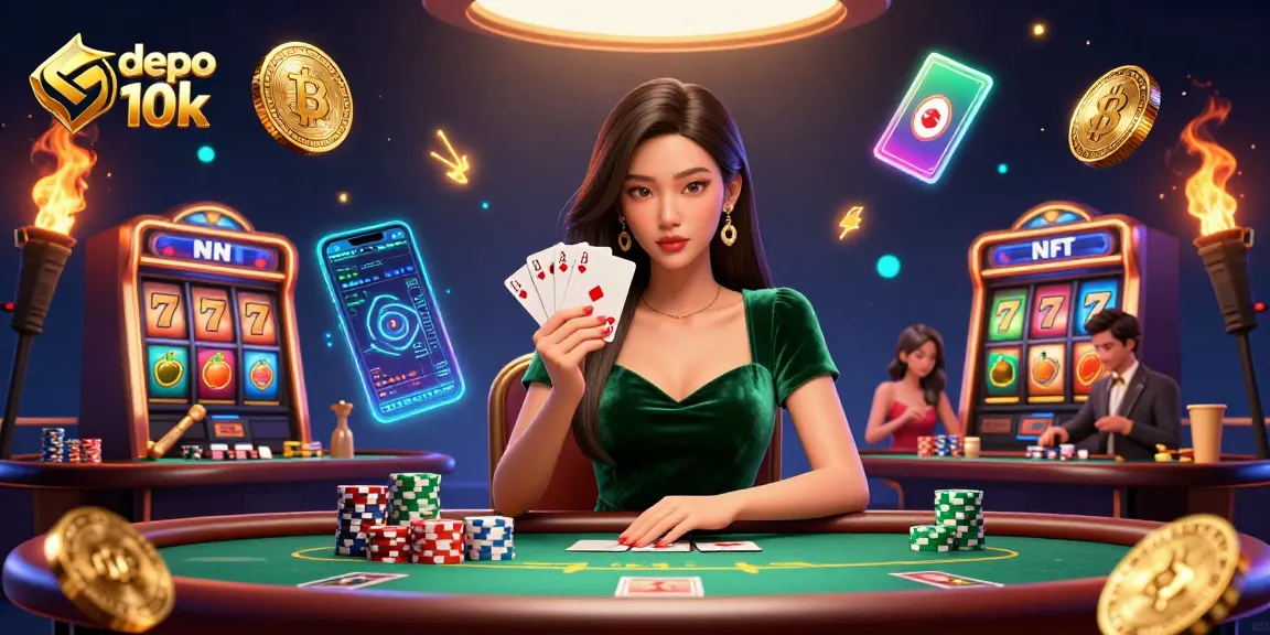 Engage in exciting gameplay with slot depo 10k at a luxury casino table, showcasing jackpots and strategic maneuvers.