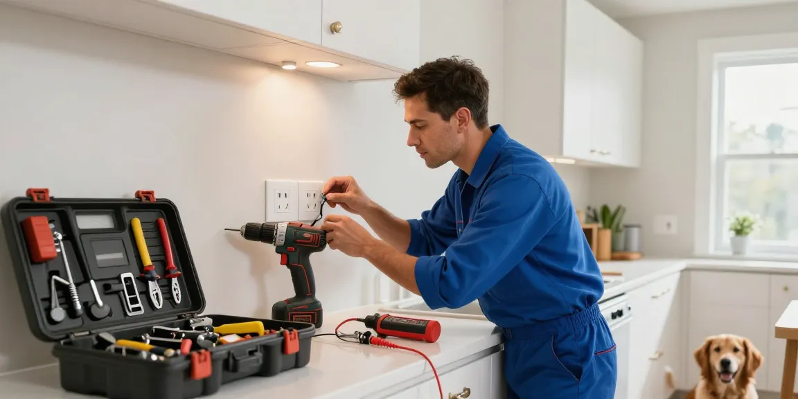 Qualified electrician installing new electrical outlets; see more details about our reliable services.