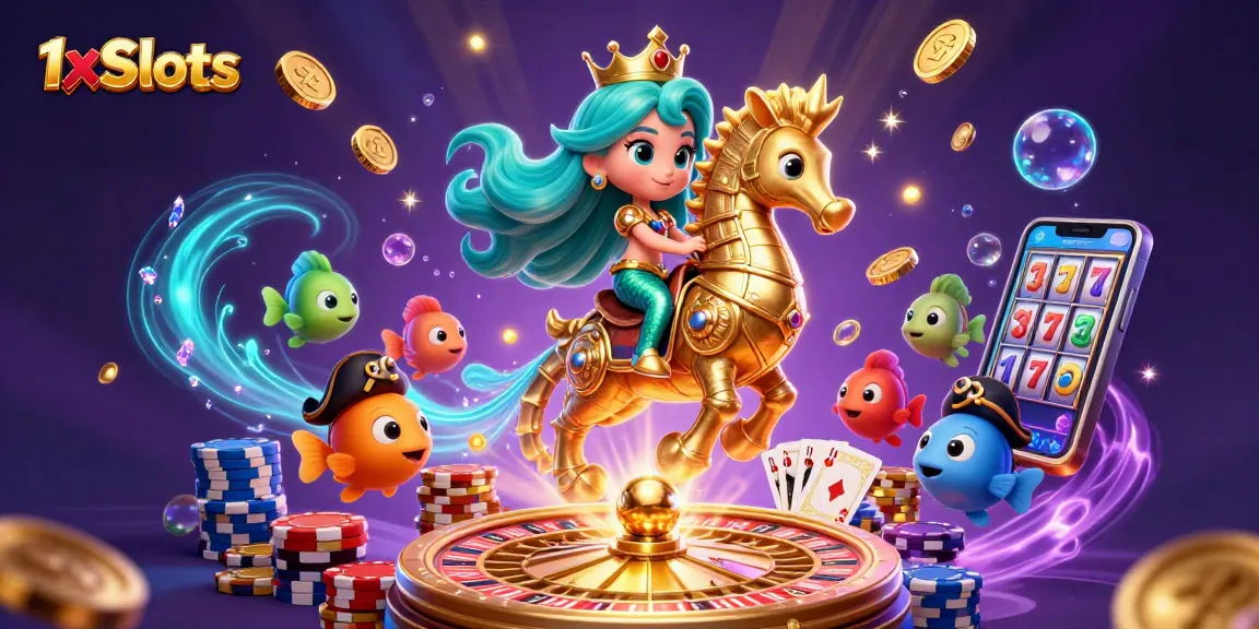 Experience thrilling wins with 1xSlots amidst magical underwater adventures and stunning casino elements