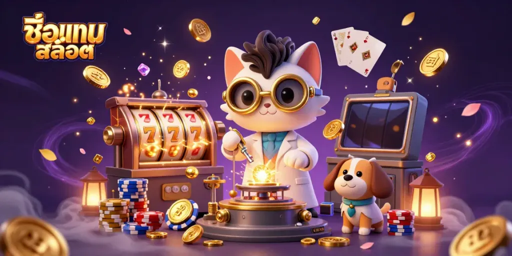 Engage with captivating slot machine gameplay featuring thrilling ชื่อเกมสล็อต in a vibrant casino scene.