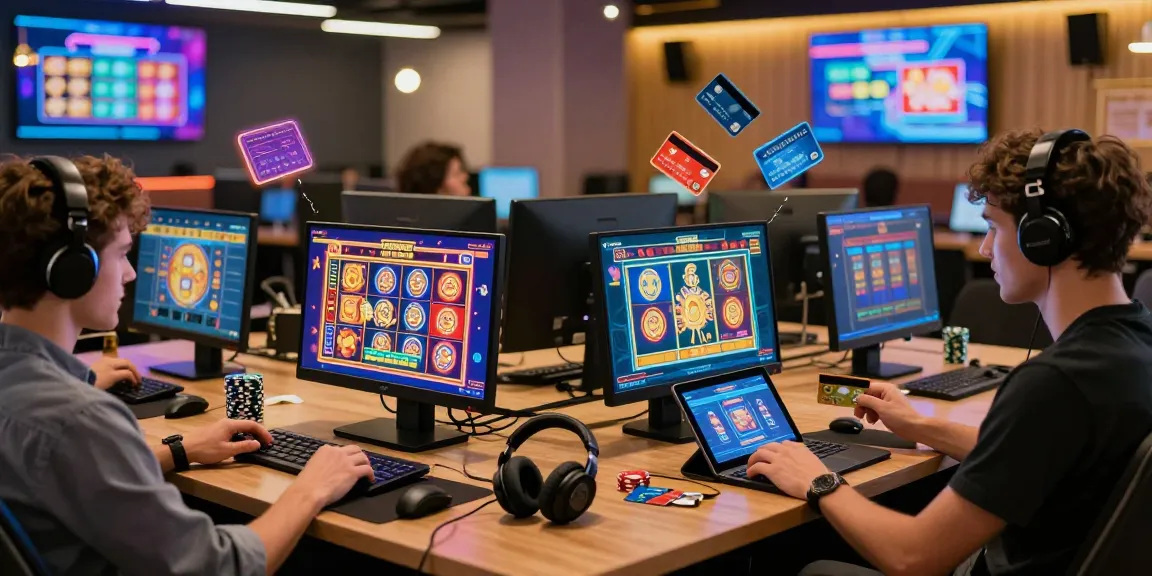 Exciting gaming scene showing players engaging at online casinos that accept credit cards.
