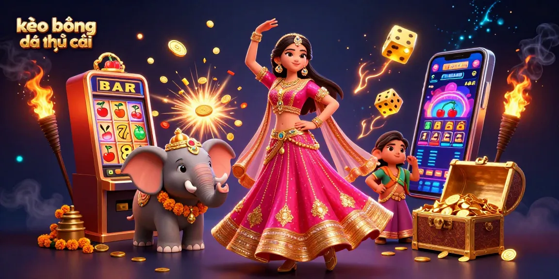 Engage in thrilling betting with kèo bóng đá nhà cái, featuring an exciting casino scene full of vibrant elements and energy.