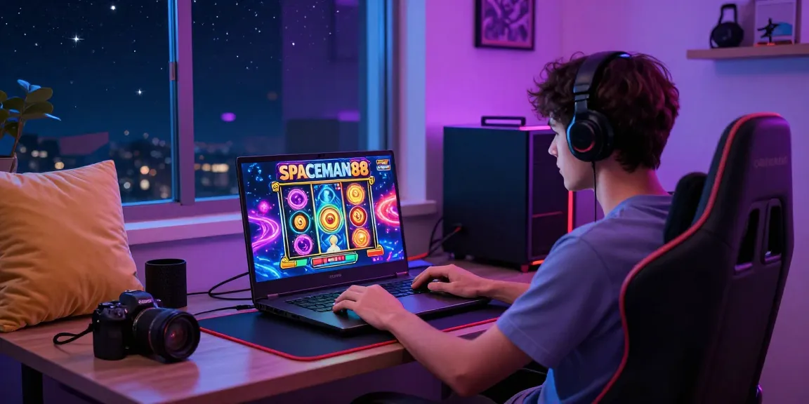 Player enjoying the SPACEMAN88 slot game in a vibrant gaming environment