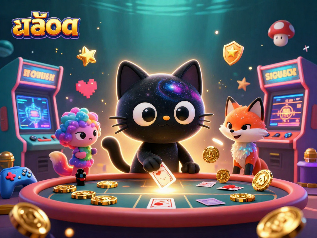Engage in exciting สล็อต gameplay with a cosmic twist featuring a cartoon black hole cat.