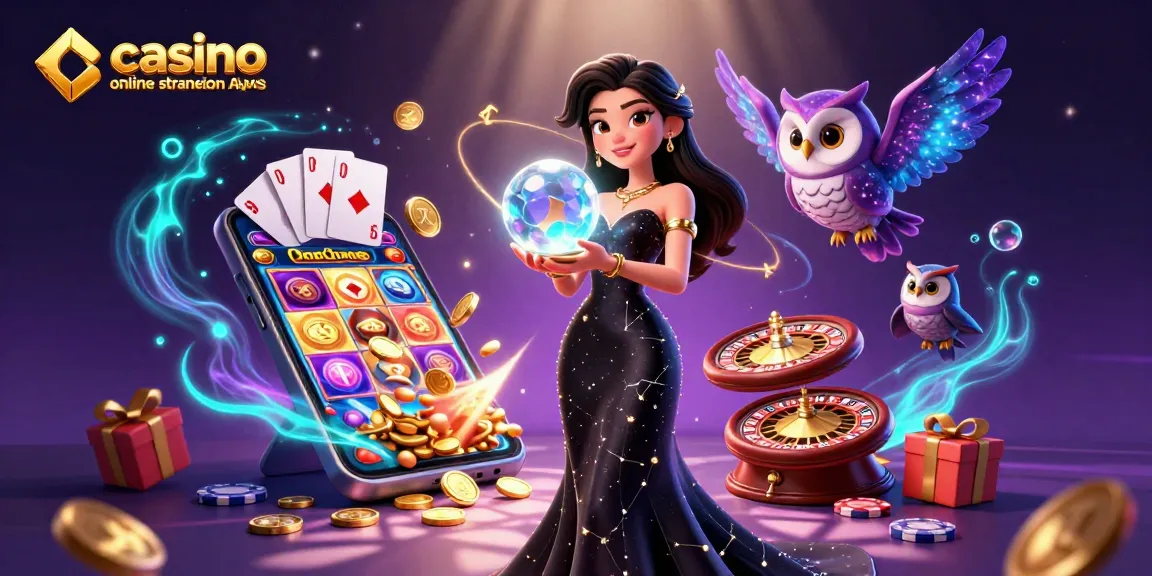 Scopri il vivace mondo dei casino online stranieri non AAMS, con una donna mistica e una palla di cristallo e altri elementi del casinò.