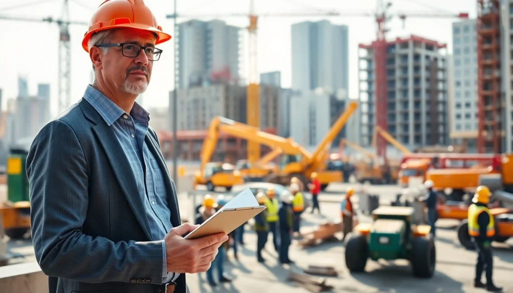 Manhattan Construction Manager overseeing a construction site with diverse workers and cranes.