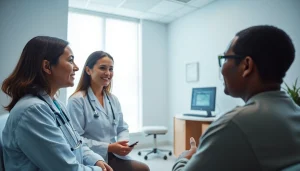 Engaging health consultation between a practitioner and a patient in a modern setting.