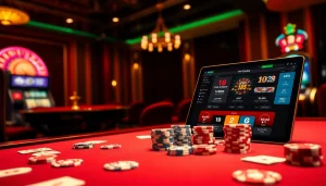 Players engaging with a vibrant Hi88 casino scene featuring poker and slots.