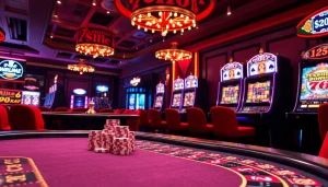 Experience exciting online gambling action at ta88 com featuring poker tables and vibrant slot machines.