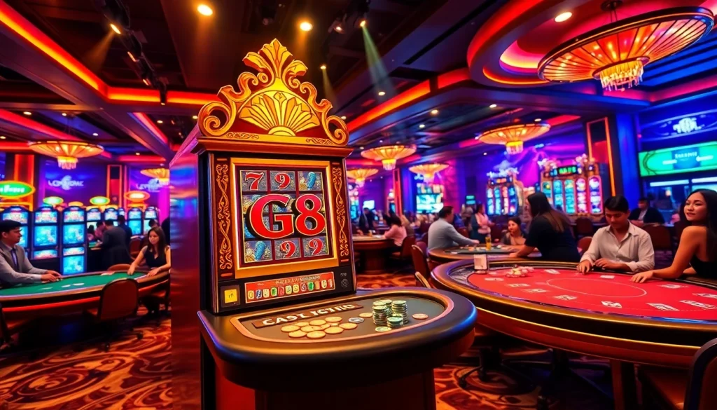Players engaging with the gg88 slot machine in a lively casino environment filled with excitement.