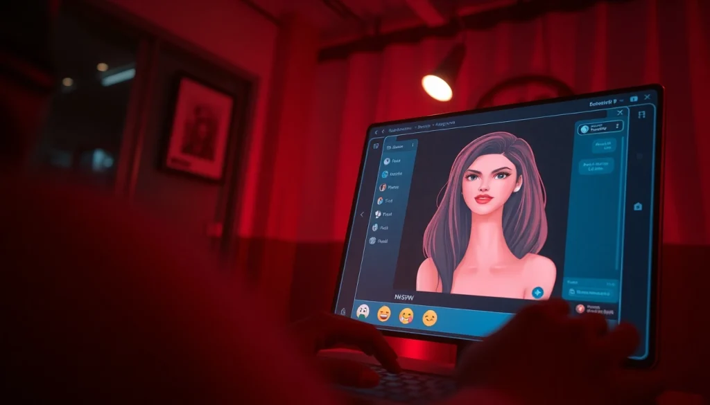 Engaging NSFW AI chat experience with a virtual character in a seductive digital setting.