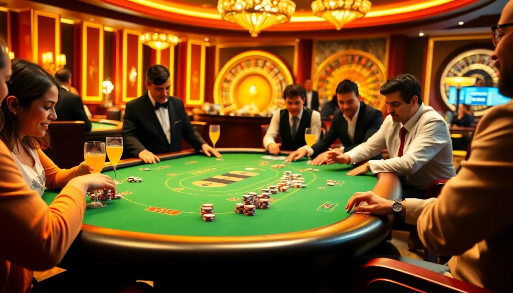 Engaged players at the poker table celebrate their wins at xin88 casino.