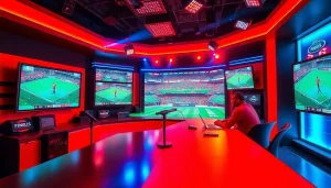 Dynamic broadcasting scene showcasing Sports Broadcasting highlights and studio professionalism.