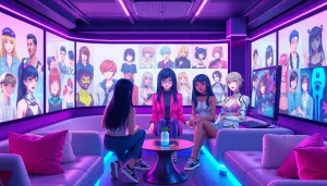 Engaging NSFW character AI interaction in a futuristic lounge.