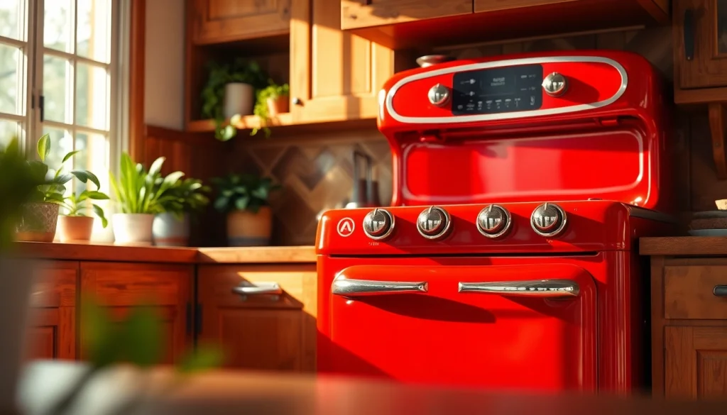 Experience the charm of a Retro Oven in a warm kitchen filled with natural light.