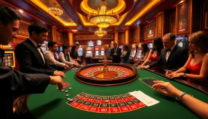 Vivez l'excitation au casino en ligne argent réel avec une roulette de luxe et des joueurs impatients.