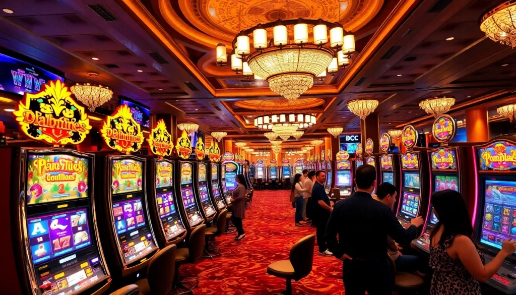 Players engaging with slot pragmatic machines in a vibrant casino atmosphere filled with excitement.