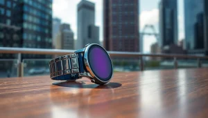 Finesse Smart Watch highlighting its sleek design and modern features on a stylish tabletop.