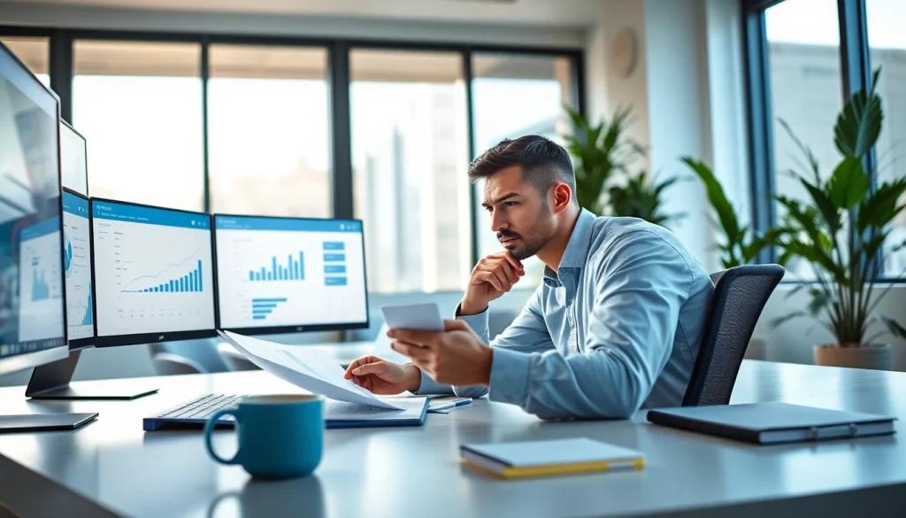 Analyze Bid-No-Bid Analysis data with a professional in a modern office setup.