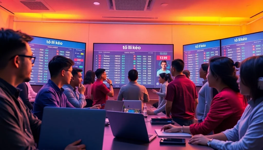 Live sports betting display showing tỷ lệ kèo football odds in a vibrant, engaging atmosphere.